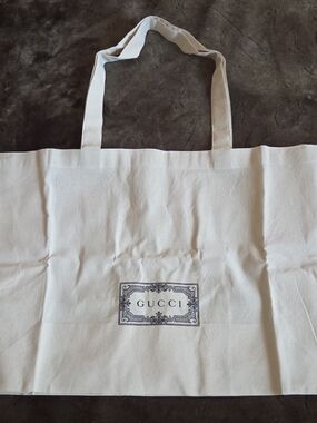 Gucci Cotton Logo Reusable Canvas Tote Bag Gift Large 22”x15”x8"